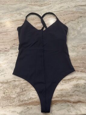 Athleta Navy Racerback Bodysuit
